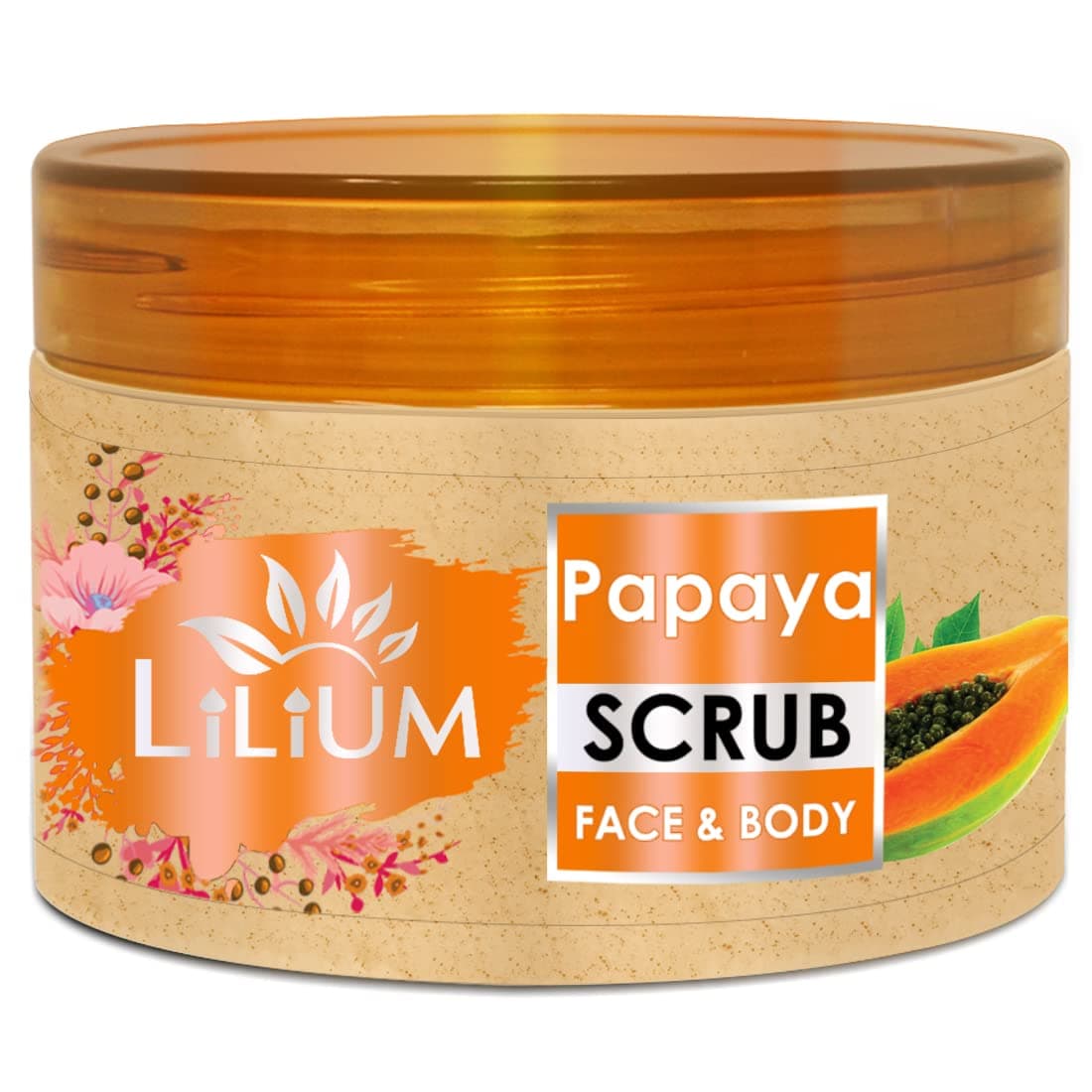 Lilium Skin Smoothening Face & Body Papaya Scrub, 250g With Papaya Extracts & Almond Oil