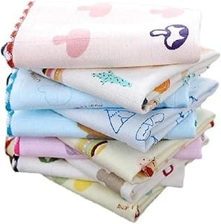 Little Boo Muslin Face Hankies/Towels for Newborn Baby Extra Soft Reusable Napkins for Infants Toddlers/Kids (Pack of 5) Multicolor