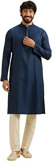 Manyavar Men's Blended Viscose Self Design Kurta Set (2pcs)