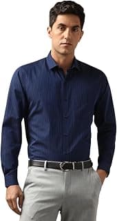 Peter England Men Polycotton Premium Wonder Fabric Slim Fit Full Sleeve Striped Formal Shirt