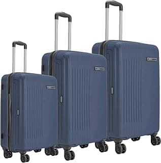 Safari Lancer Hard-Sided Polypropylene 5 Years Warranty 8 Wheels Double Spinner Luggage Set of 3 Trolley Bags (55 & 66 & 76 cm) (Set of 3) Ink Blue, Small,Medium,Large