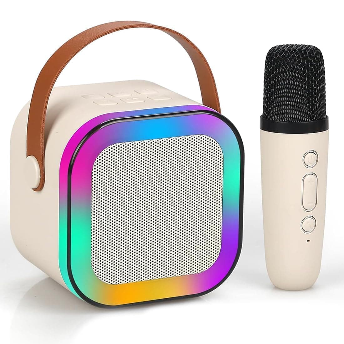 Rechargeable Wireless Mini Portable Bluetooth Karaoke Machine | Bluetooth Speaker with Microphone & LED Lights - Kids Music Singing Toys for Girl Boy Birthday Gift Ideas (Multi-Color)