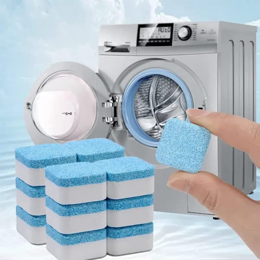 CAVERNSHOP Washing Machine Cleaner Tablets 15 Pack Deep Cleaning Descaling Powder For Front Top Load HE Washer Remove Odor Mold Stain