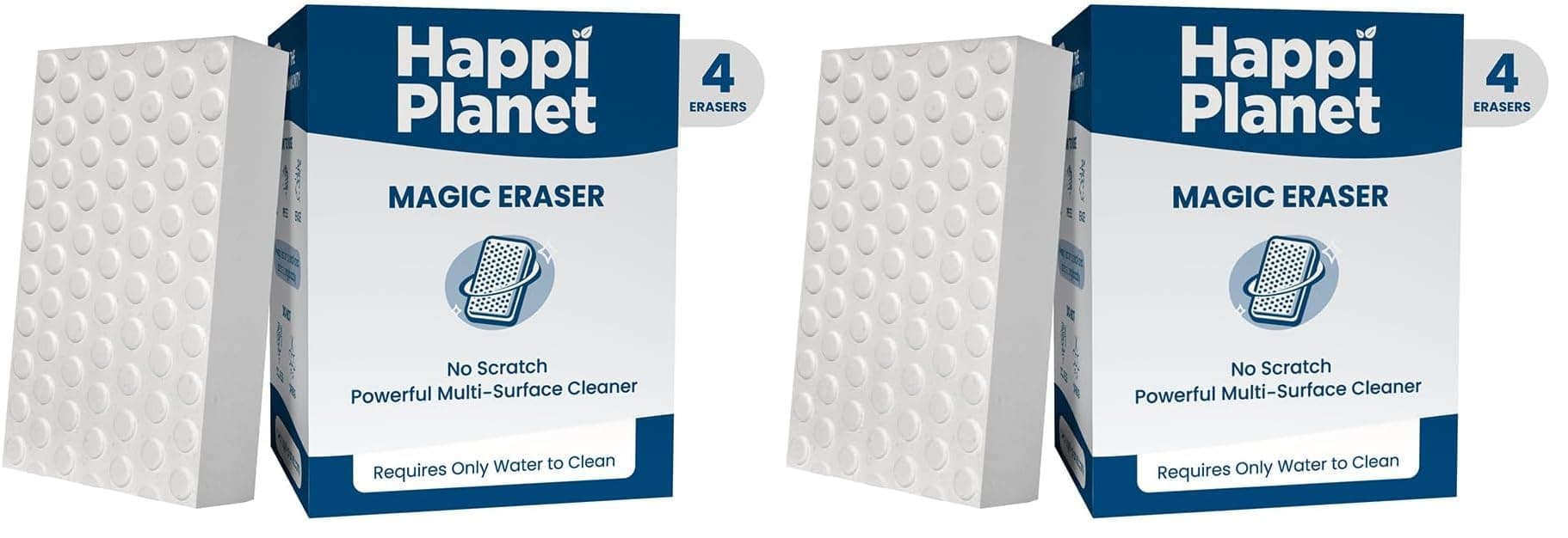 Happi Planet Magic Eraser | Pack of 8 | No Scratch Multi-Surface Cleaning Sponge | Removes 100+ Tough Stains | Just Add Water | Walls, Kitchen, Bathroom, Shoes & Switch Boards