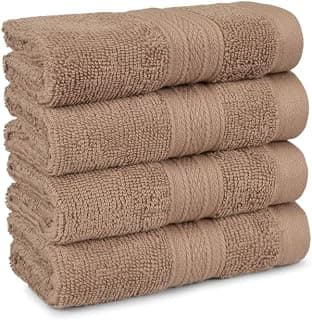 TRIDENT Soft Comfort Air Rich 100% Cotton Towel for Face, 500 GSM Highly Absorbent Towels for Men/Women, 4Pc Face Towel Set (30.5 cm X 30.5 cm), Acorn