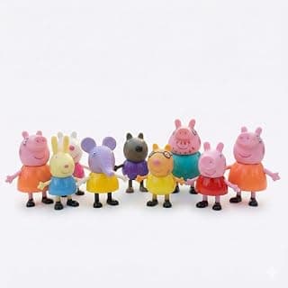 9 Pcs Peppa Pig Figure Set - Complete Family & Friends Toy Playset with Poseable Action Figures for Toddlers & Kids