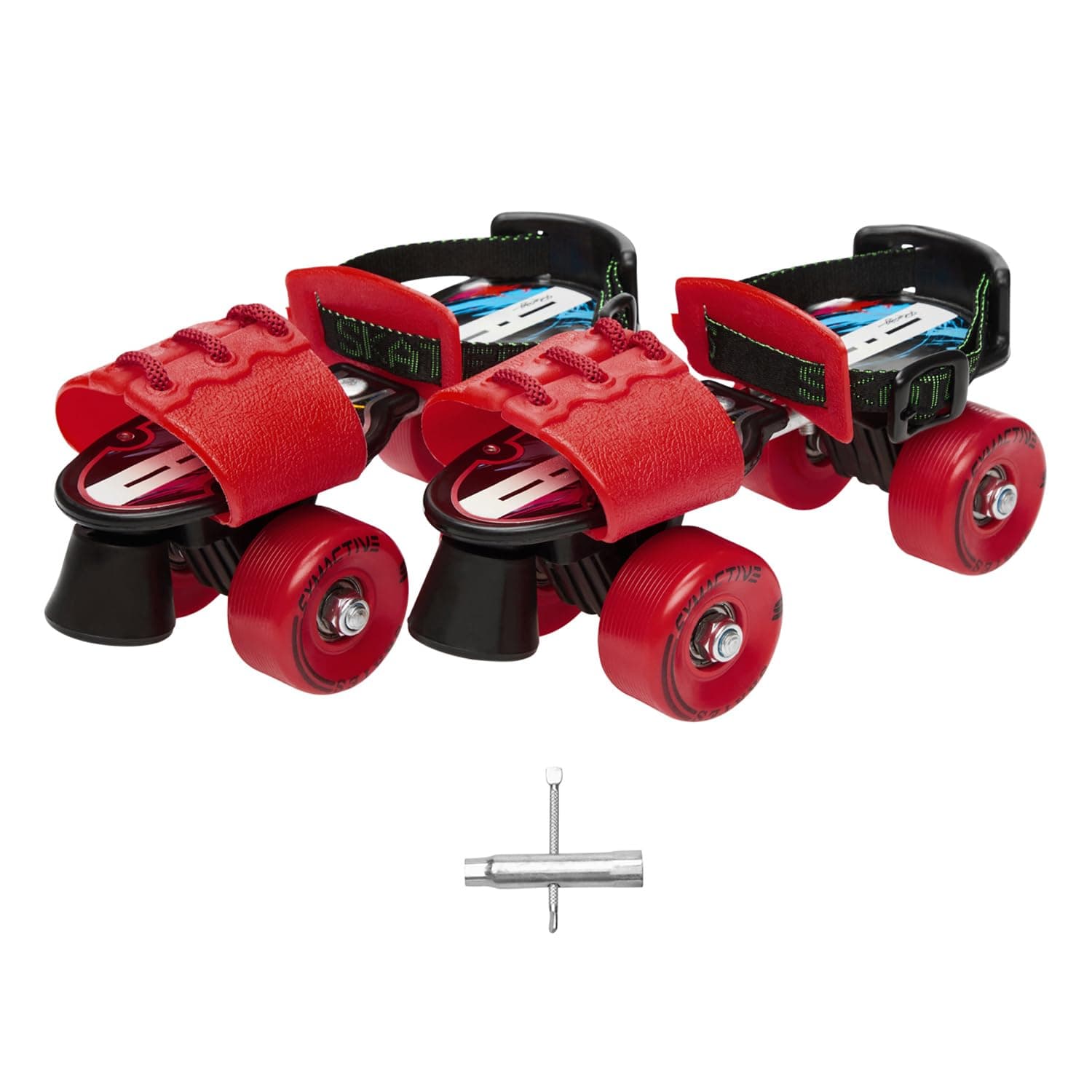 Amazon Brand - Symactive Roller Skates for Kids | Ultra-Durable | Adjustable for 6 to 14 Years | Unisex | Inline Skate Wheel | Red