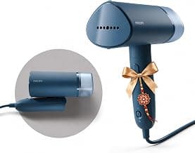 PHILIPS STH3000/20 Garment Steamer Perfect Rakhi Gift - Compact & Foldable, Convenient Vertical Steaming, 1000 Watt Quick Heat Up, up to 20g/min, Kills 99.9%* Bacteria (Reno Blue)
