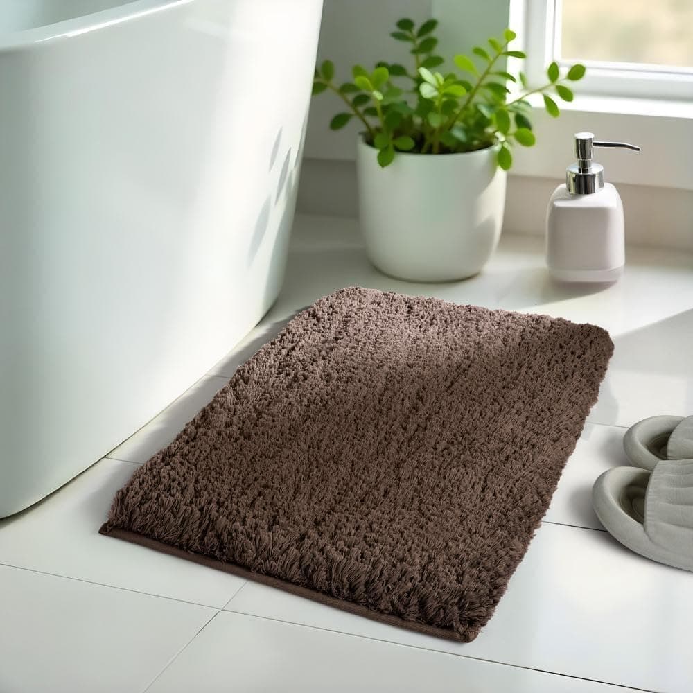 Wakefit Bath Mat | Set of 1 | 40x60cm | Anti Skid & Highly Absorbent Bathroom Mat | Machine Washable | Shaggy- T. Beige