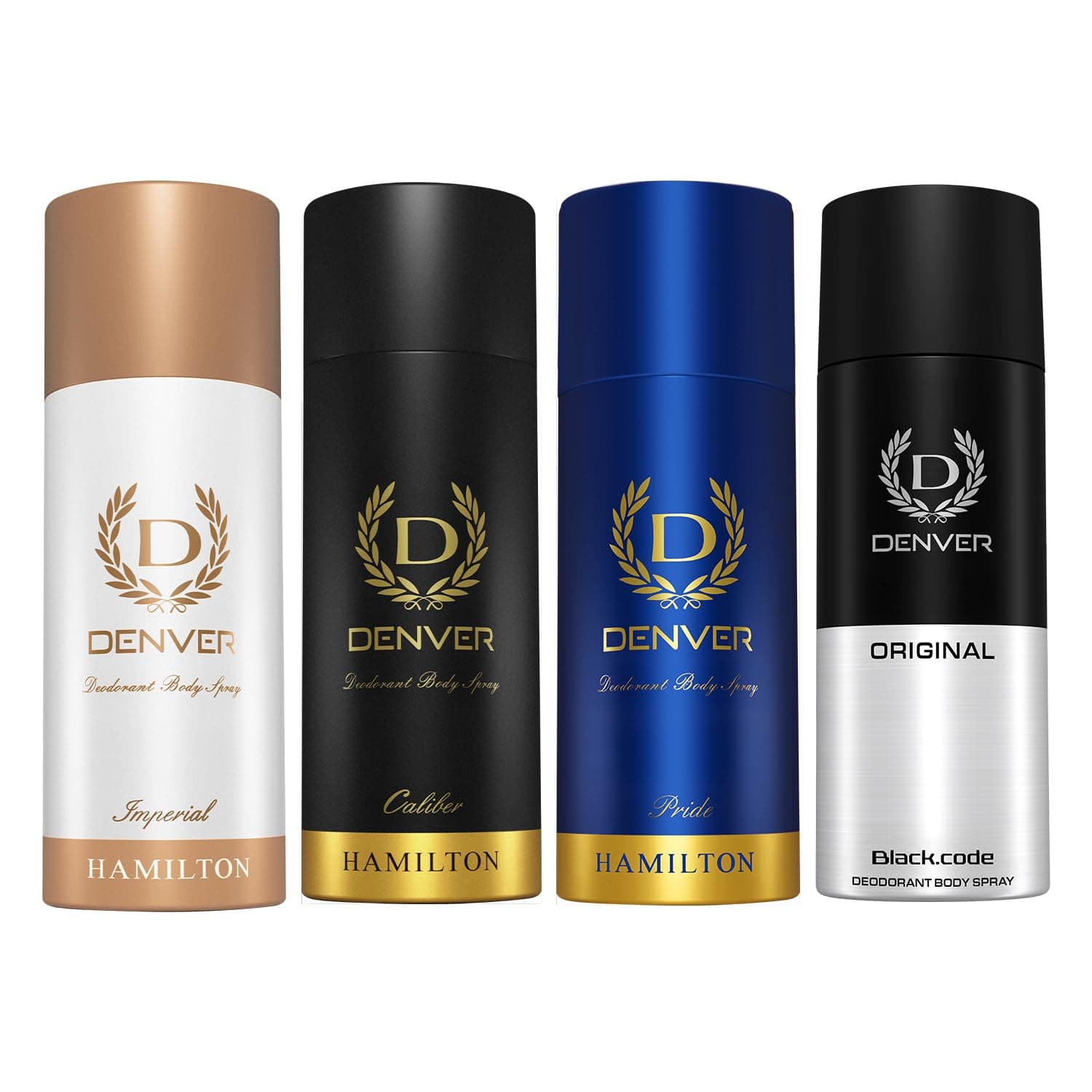 Denver Imperial, Pride, Black Code & Caliber Deodorant for Men 150ml Each