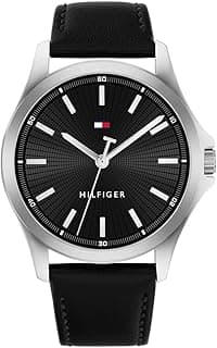 Tommy Hilfiger Quartz Analog with Black Dial Black Leather Strap Watch for Men - TH1710668
