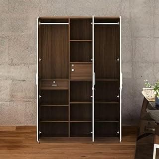 Engineered Wood Premium Three Door Wardrobe With Mirror,Locker And Drawer For Bedroom
