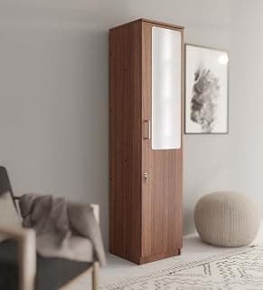 NEUDOT Monte Engineered Wood Wardrobe | Almirah for Clothes with 1 Door with Mirror |Wardrobe Organizer | Multipurpose Almirah for Bedroom | 1 Year Warranty - Leon Teak