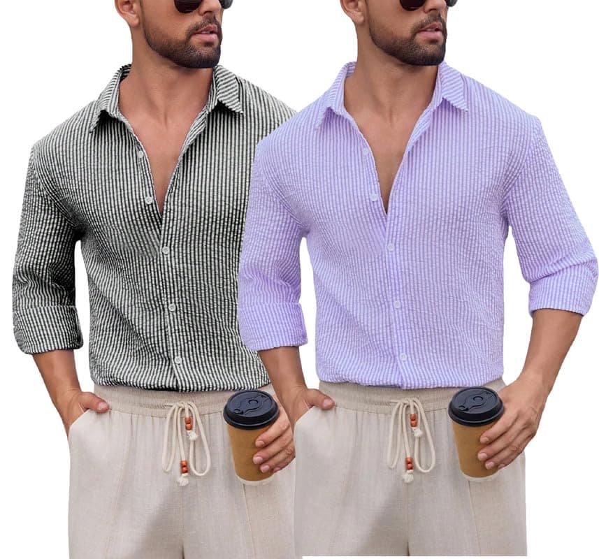 Lymio Men Shirt || Striped Shirt for Man || Full Sleeve || Casual Style (Packs Also Available) (Crush-Lining-New)
