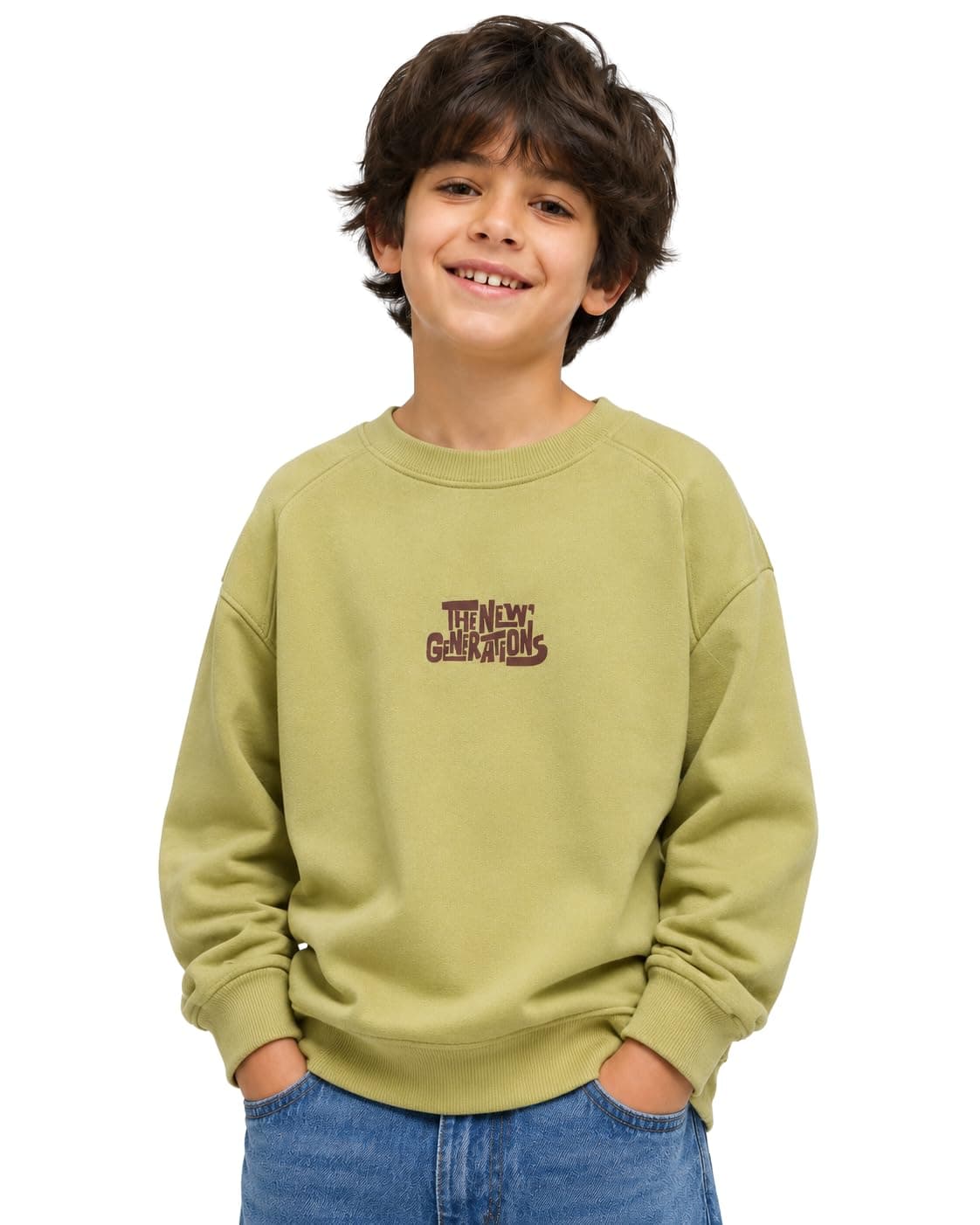 Alan Jones Clothing Boy's Oversized Sweatshirt | Stylish Printed Crew Neck Pullover for Kids | Age 6–16 Years | Soft & Warm Winter Wear