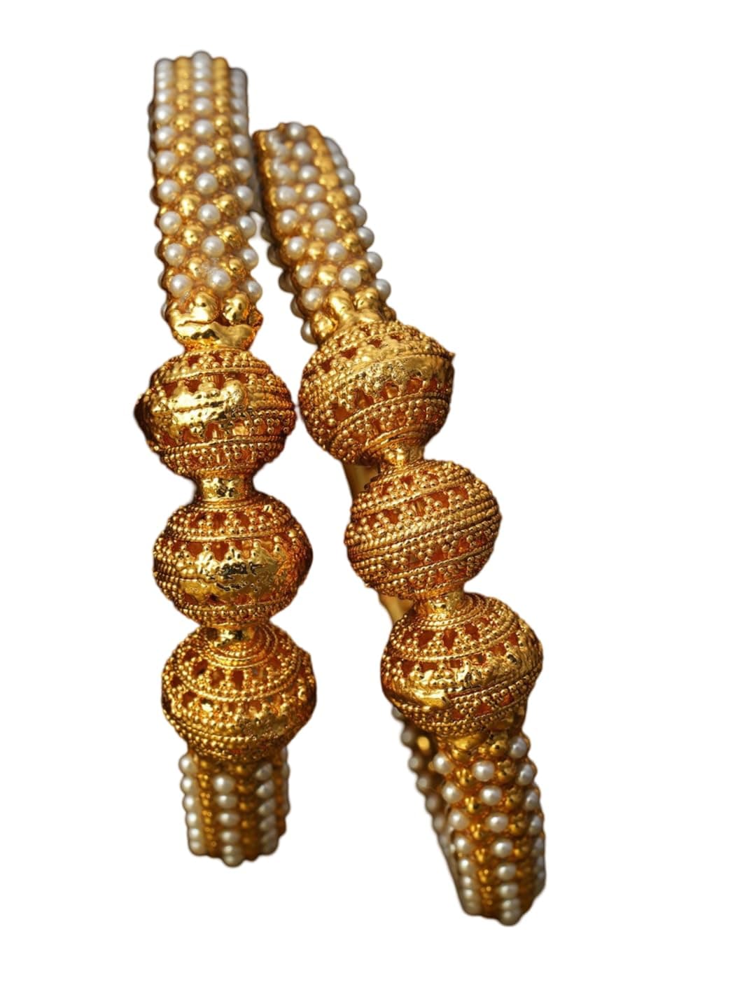 Rubans Set of 2 22K Gold-Plated Stylish Stone Studded Traditional Bangles for Womens & Girls