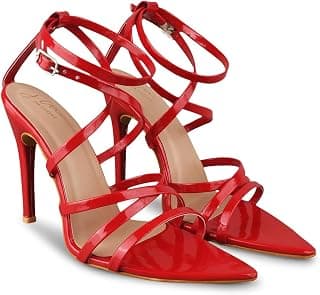 JM LOOKS Fancy Pointed Toe Sandals: Stylish Stiletto Heels with Ankle Strap, Comfortable for Women & Girls