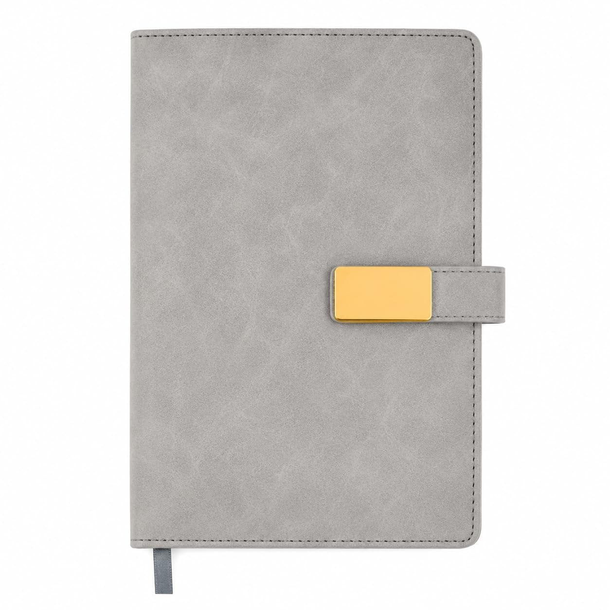 Cubic Linen A5 Size Hardbound Notebook With Steel Button (Grey)