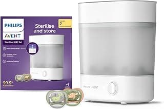 Philips Avent Sterilizer| Babies Fall Ill Less in Philips Avent Sterilizer Homes & get 2X Better Germ Protection vs Boiling*| Kills 99.9%** Germs in 10 mins | 2 Yr Warranty | SCF291/00