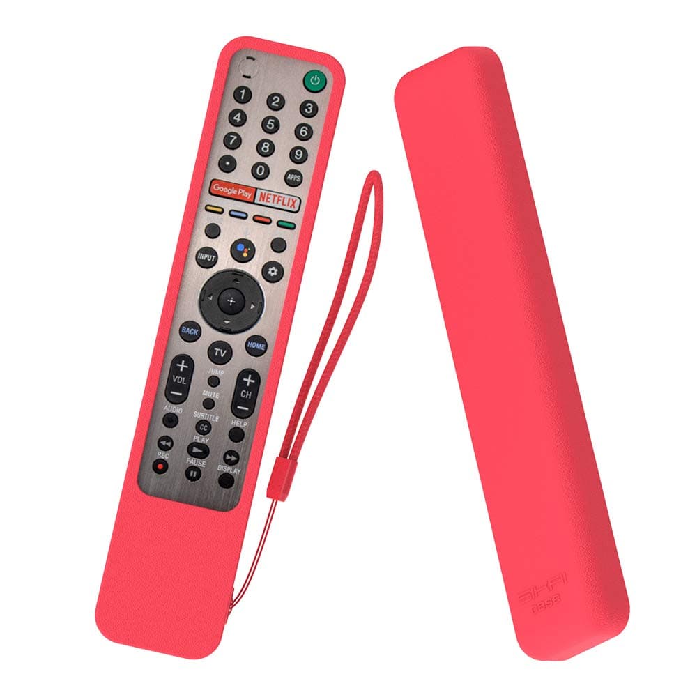 SIKAI CASE Silicone Case for Sony F-TX600U F-TX500E Smart Remote Shockproof Protective Cover for Sony Voice Remote Skin-Friendly Anti-Dirt Anti-Slip Anti-Lost with Remote Loop (B-Red)