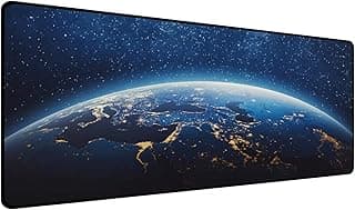 Sounce Large Extended Earth Design Desk Mat for Laptop Keyboard and Mouse Use Water Resistant Anti Slip Surface Non Logo Mouse Pad 800 x 300 mm Ideal for Office Home and Gaming Setup - Blue