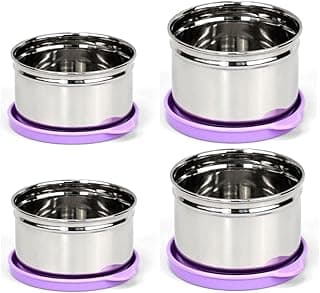 Signoraware Mini Fresh Stainless Steel Container | Airtight & Leakproof | Ideal for Snacks, Kids Lunch, Kitchen Storage & Travel Use (170mlx2 + 140mlx2 | Set of 4 | Magenta)