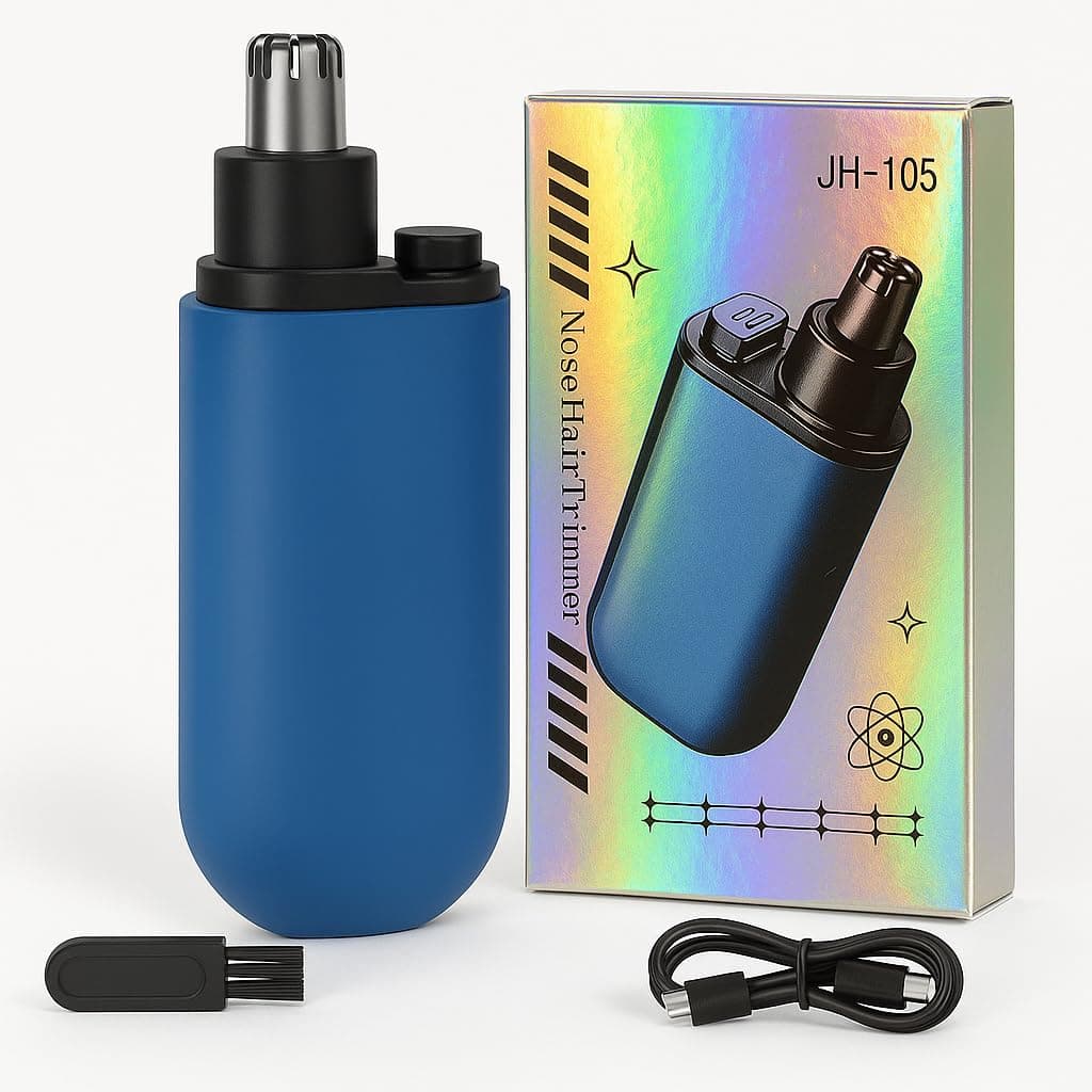 JAYTOP Nose Trimmer for Man & Women | Rechargeable Ear & Nose Hair Trimmer with Dual-Edge Stainless Steel Blades | Waterproof, Painless, Portable Grooming Kit for Nose, Ears & Eyebrows (Blue)