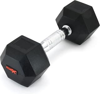 RUBX Fitness Rubber Encased Solid Hex Dumbbell Single Piece (One Dumbbell Only 5 Kg, Single Piece) Fixed, Black
