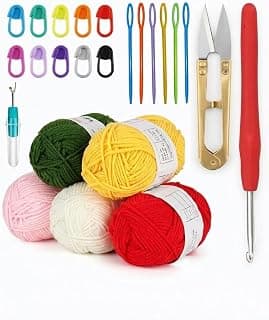 SHOP141 Crochet Hobby Kits for Beginners with Acrylic Yarn, Learn DIY Set Included Crochet Yarn Supplies DIY Tools,Crocheting Kit for Adults Kids