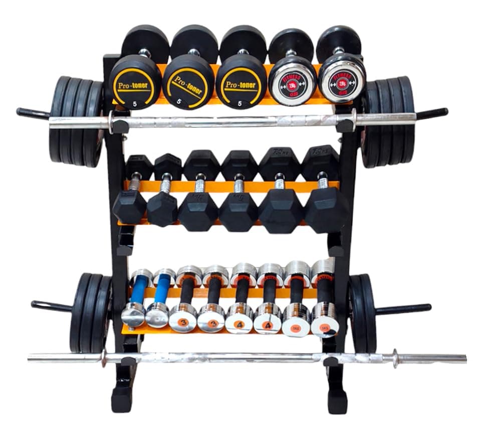 Protoner 3 in 1 dumbbell rack, plate stand and bar holder
