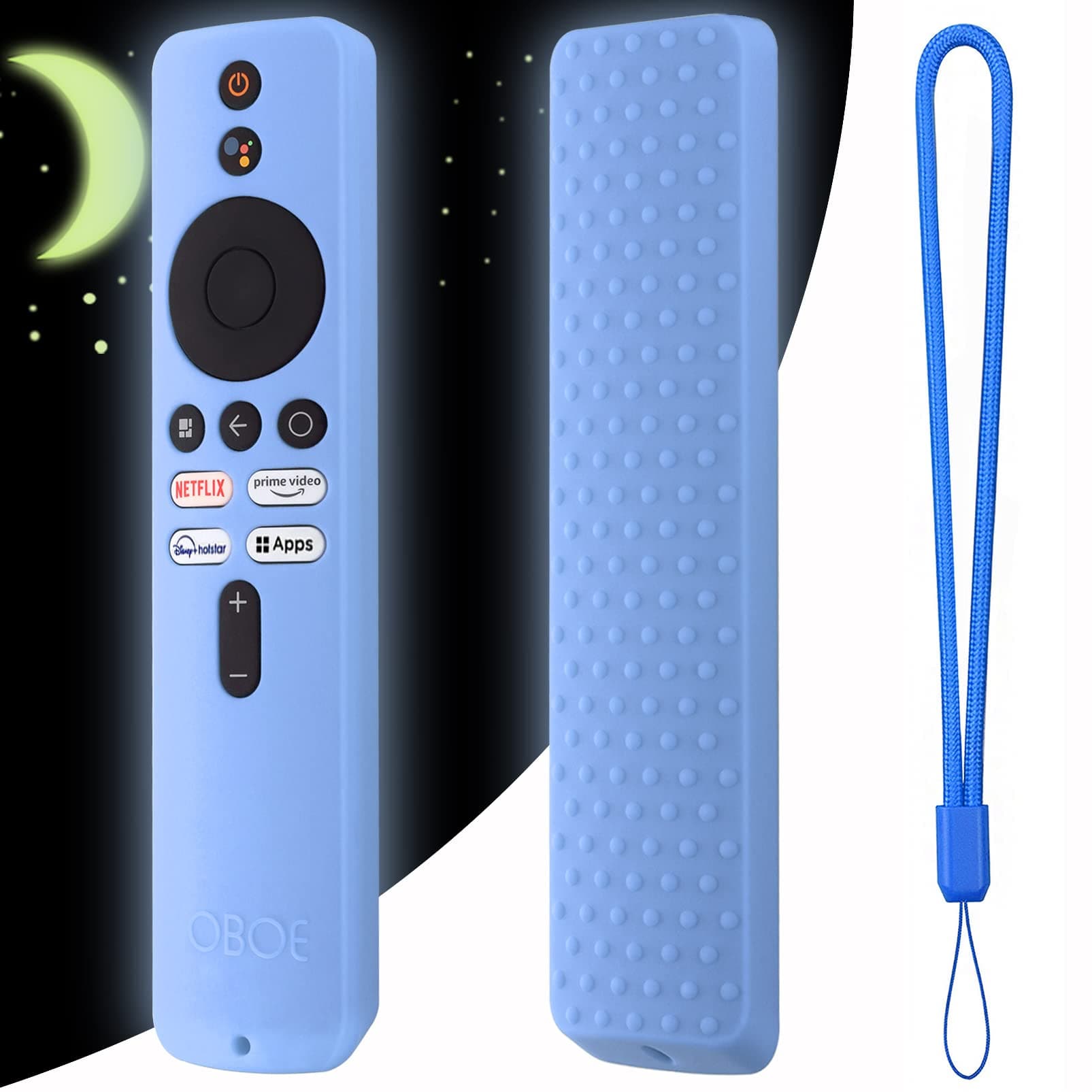 Oboe Silicone Remote Cover Compatible with Redmi 4k Ultra 43 inch/Xiaomi Mi OLED Series 55 inch/Xiaomi 5A Series 32/40/43 inch Remote Cover with Lanyard (Glow in Dark Blue) [Remote NOT Included]