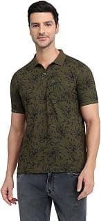 Parx Men Reguler Fit Print Pattern Pure Cotton Polo Collar Half Sleeve Casual T-Shirt