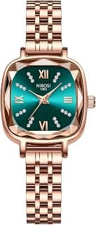 NIBOSI Women Stainless Steel Watches Analog Rose Gold Band and Square Dial Women's Watch for Girls&Miss&Ladies Diamond Studded with Stylish Watches Waterproof