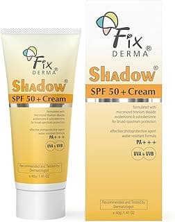 Fixderma Shadow Sunscreen SPF 50+ PA+++ Cream | Sunscreen for Dry Skin | No White Cast | UVA & UVB Protection | For Women & Men | Non Greasy & Water Resistant - 40 gm
