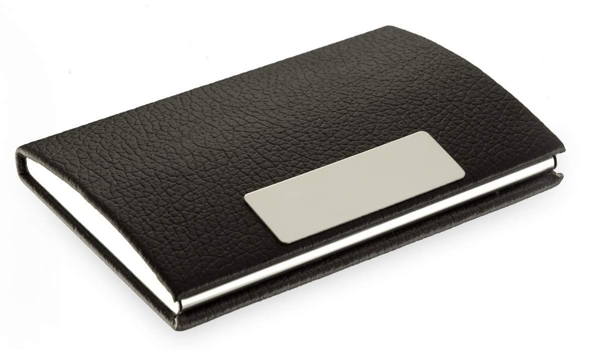 OFIXO Credit Card Holder Protector Stainless Steel Credit Card Wallet Slim Metal Credit Card Case for Women or Men (Black Visiting)