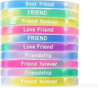 Glow in the Dark Friendship Bands for Kids & Adults (Pack of 10) | Silicone Friendship Day Wristbands with Quotes | Best Friend, Friendship Forever Bracelets | Return Gift for Birthday Party