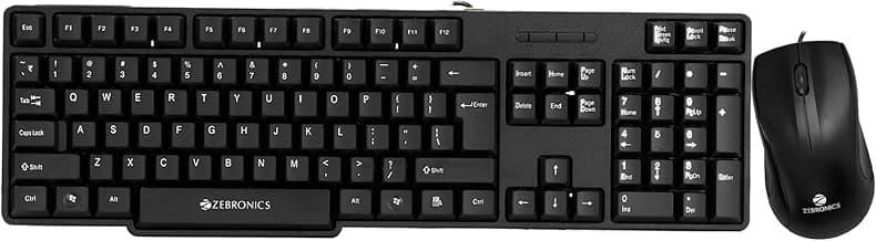 Zebronics Wired Keyboard and Mouse Combo with 104 Keys and a USB Mouse with 1200 DPI -JUDWAA 750