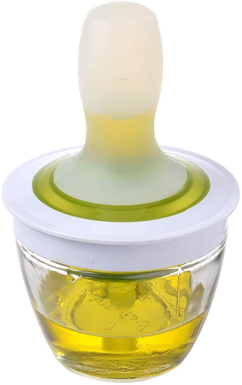 RKPM HOMES Chef's Basting Set Silicone Oil Brush Dispenser Glass Bowl Container Set for Cooking BBQ Baking Grilling