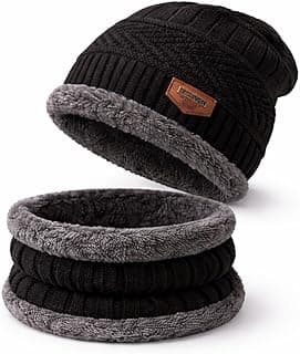 Fitness Mantra Fitness Mantra® Sports Winters Cap & Muffler for Men & Women| Beanie Cap| 1 Set| (Black)
