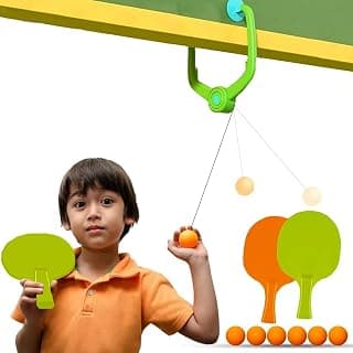 Hanging Table Tennis Self Training Indoor Gaming 2 Racket & 6 Practice Ball Portable - Double Sparring Hanging Toys Parent Child Interaction Indoor Toys