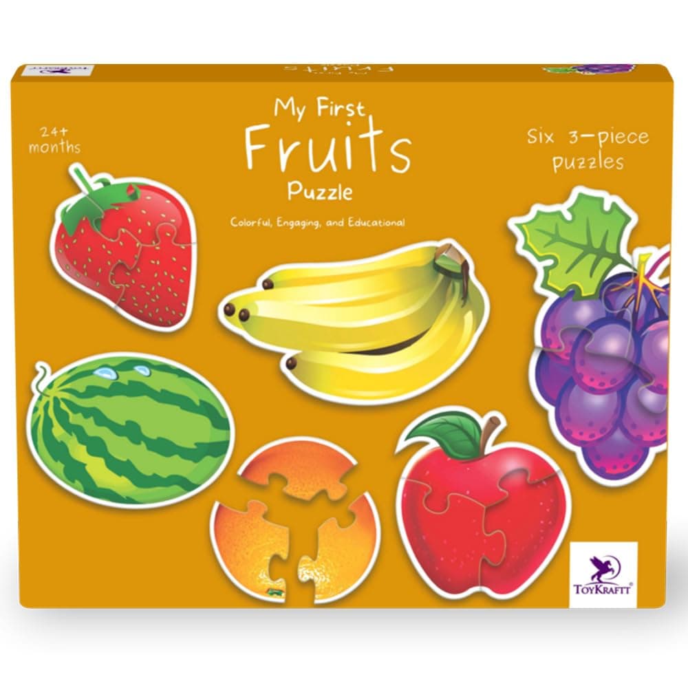 TOYKRAFTT Chunky Infant Floor Puzzle Toy, 3 Piece Puzzles for Kids Age of 2-3 Years, Fruit Puzzles for Toddlers Boys Girls, Educational Toys My First Fruits Jigsaw Puzzle