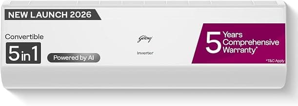 Godrej 2 Ton 3 Star AC | New star rated | Inverter Split AC | 5-Year Comprehensive Warranty | AI Powered | 5-in-1 Convertible | I-Sense Technology | Self-clean (AC 2T EC HIC 24J3TS WA, White)