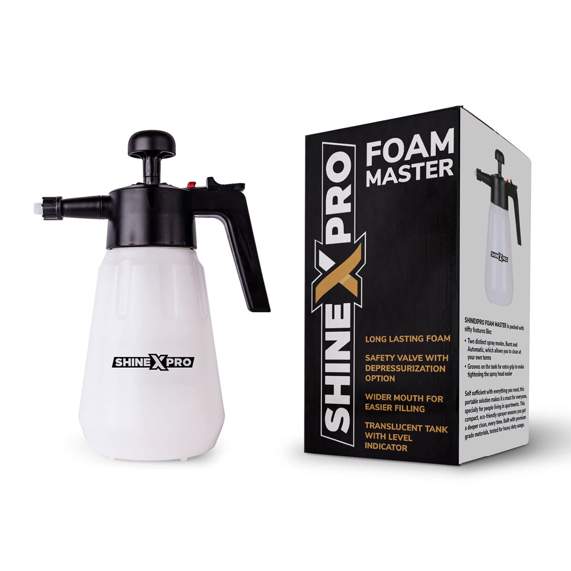 ShineXPro Foam Sprayer for Car & Bike - ShineXPro Foam Master Comes with Free Shampoo & 6 Months Warranty - No Electricity, Running Water Or Batteries Needed - Generates Thick Foam Spray