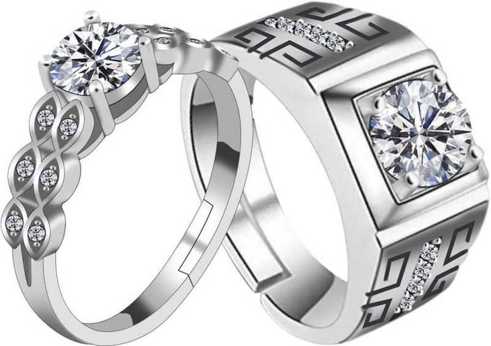 Vientiq Silver-Plated Solitaire CZ Stone Finger Ring Wedding, Party & Gift Jewelry