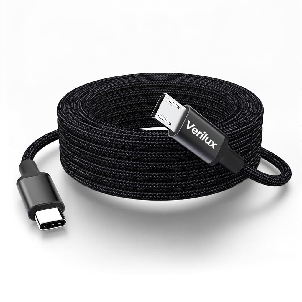 Verilux® 9.8FT Type C to Micro USB Cable, 5V/2A Micro USB Cable Fast Charging Nylon Braided, 480Mbps High-Speed Micro USB Data Cable, Compatible with Power Banks, Smartphones, Tablets, Cameras