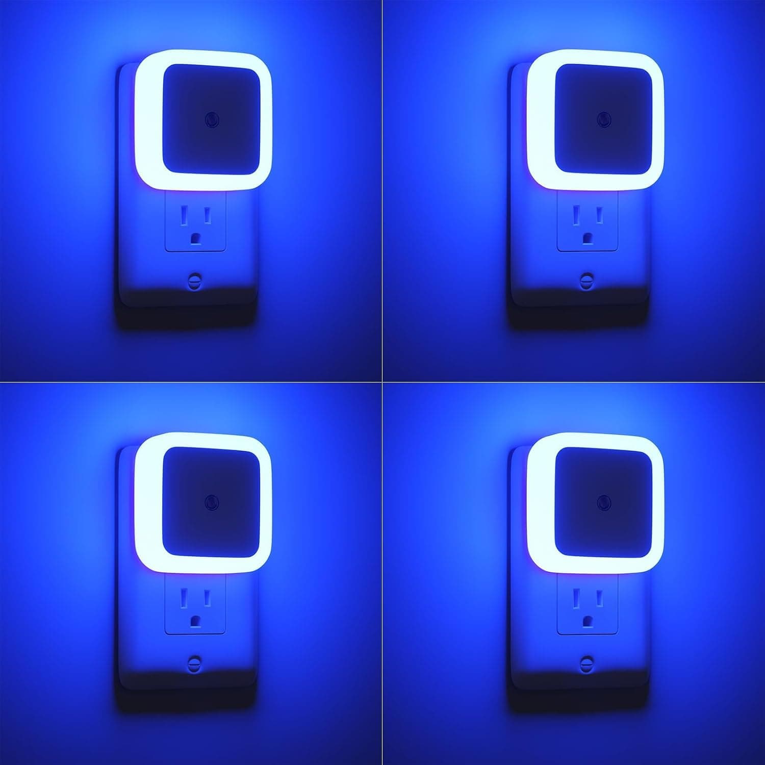 SVH® Polycarbonate 0.5W LED Plug-in Smart Night Lamp with Automatic Sensor Smart Night Lamp Ideal for Bedroom and Livingroom Decor (Blue) - Pack of 4