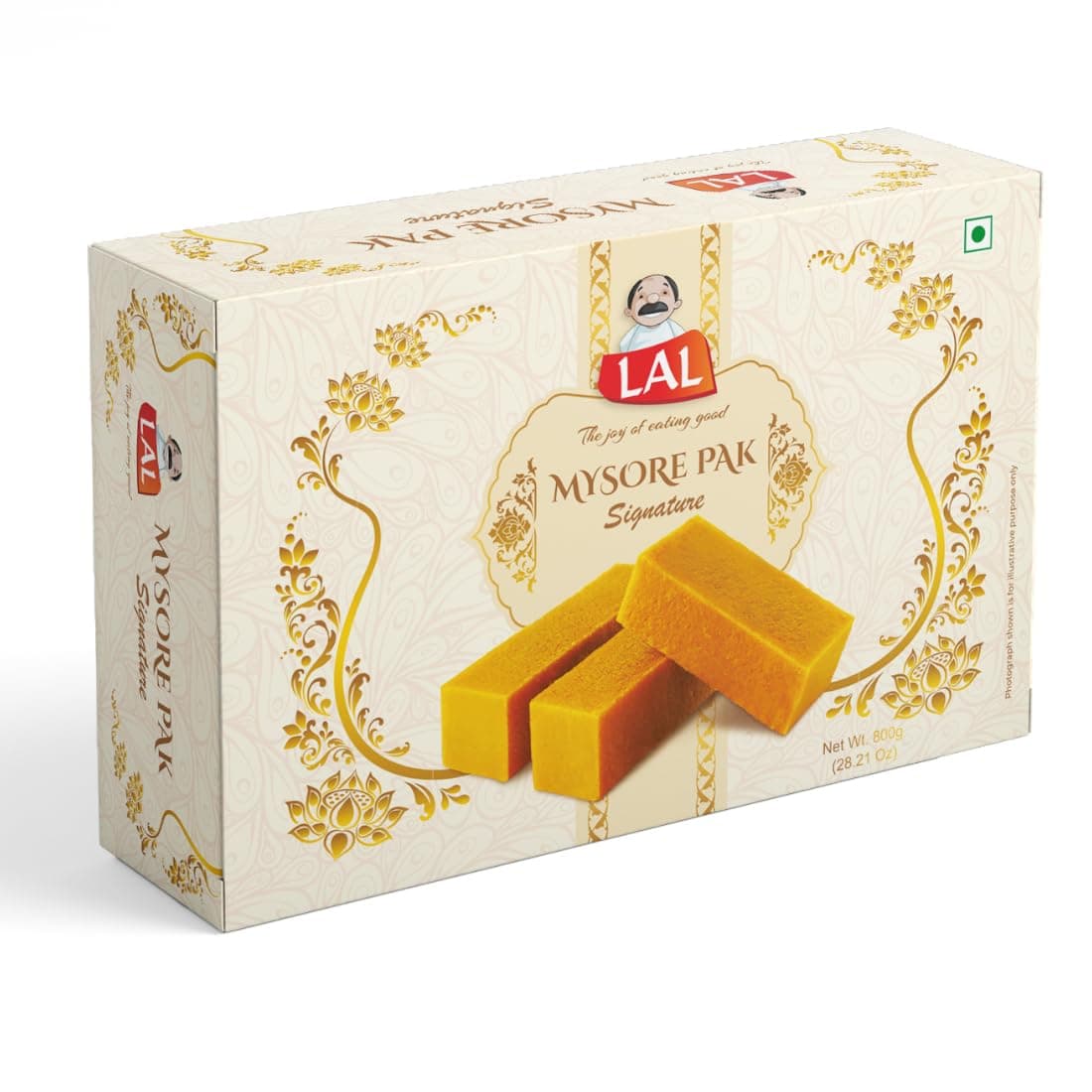 Lal Sweets Signature Mysore Pak 800g | Traditional Indian Sweets for Rakhi Celebrations | Made with Pure Desi Ghee | Authentic Indian Sweet Soft & Melt-in-Mouth Texture | No Preservatives | Festival Gift Hamper | Mithai