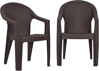 Nilkamal Exotica Plastic Chair with Armrest |Set of 2 | 3 Year Warranty | Heavy Duty Chair for Home, Living Room, Balcony, Café, Indoor & Outdoor | Ergonomic Design | Durable Plastic Chair | SRB