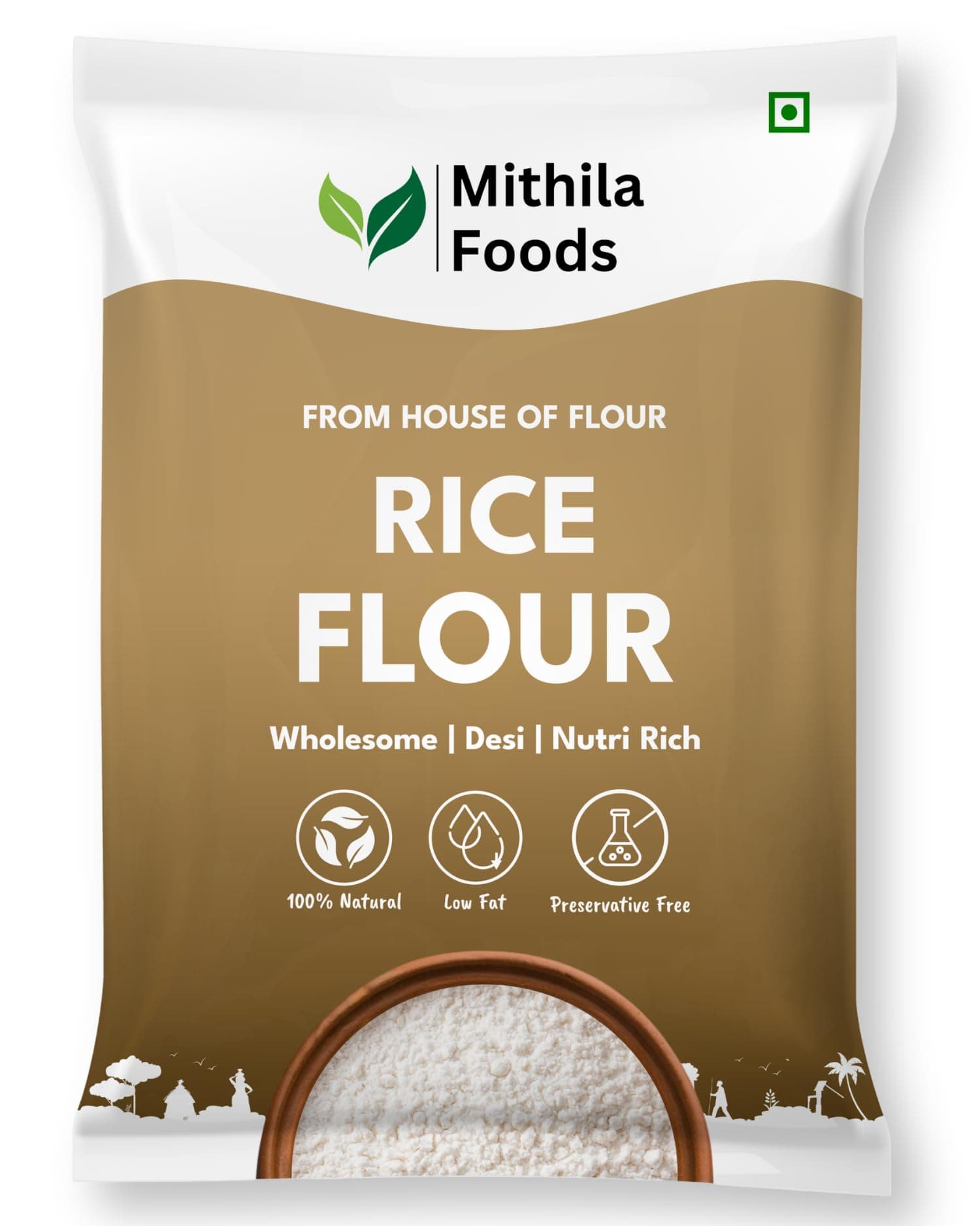MITHILA FOODS 1 Kg Rice Atta | Gluten-Free Chawal Ka Atta | Stone-Ground for Soft Rotis, Pitha & Idiyappam | High Fibre & Easy to Digest | No Preservatives | Authentic Traditional Flavor from Bihar