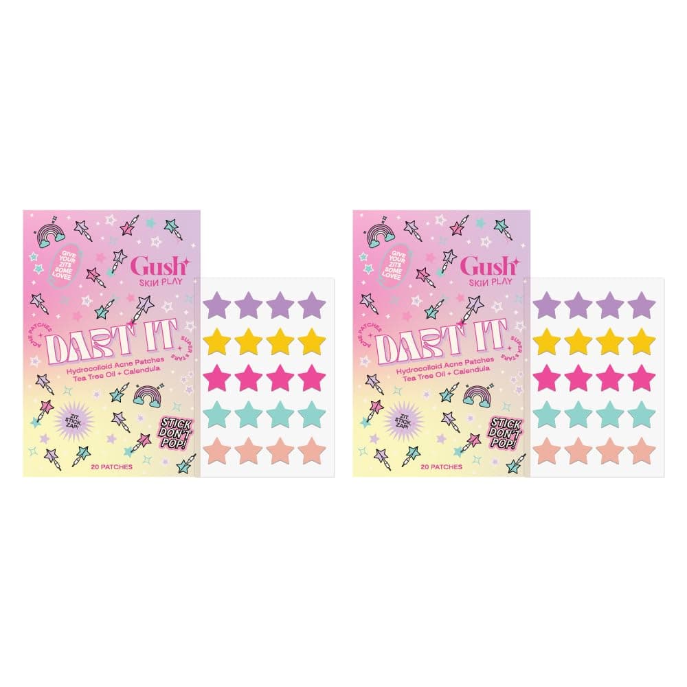 Gush Beauty Acne Pimple Patch | 20 Hydrocolloid Patches With Tea Tree Oil | For Active Surface Acne | Reduces Pimples & Excess Oil Overnight (Multi Color, Pack of 2)